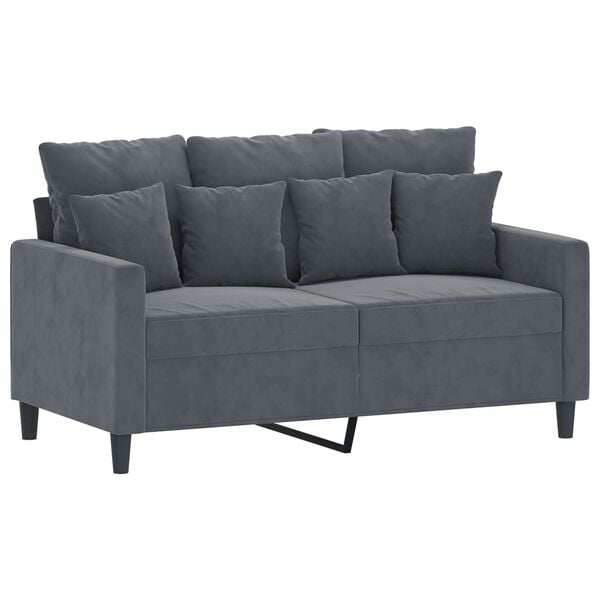 vidaXL 2-seater Sofa Dark grey Velvet (100% polyester), metal, textilene