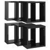 vidaXL Cube Shelf Set of 6 Glossy black Engineered wood Compact