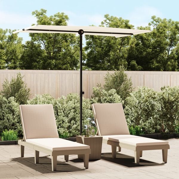 vidaXL Garden Parasol Sand White Aluminum Medium Rotatable