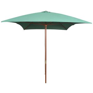 vidaXL Garden Parasol Green Polyester, Hardwood 78.7x118.1 in
