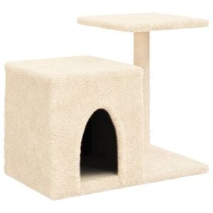 vidaXL Cat Tree Cream Engineered wood, plush, sisal Medium Durable