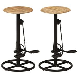 vidaXL Bar Chair Set of 2 Natural Wood Brown and Black