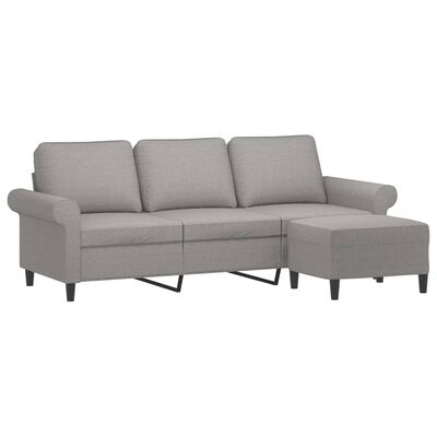 vidaXL 3-Seater Sofa with Footstool Light Gray 70.9" Fabric