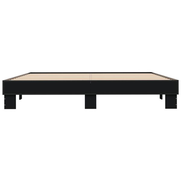 vidaXL Bed Frame Black Engineered wood, metal Super King Durable