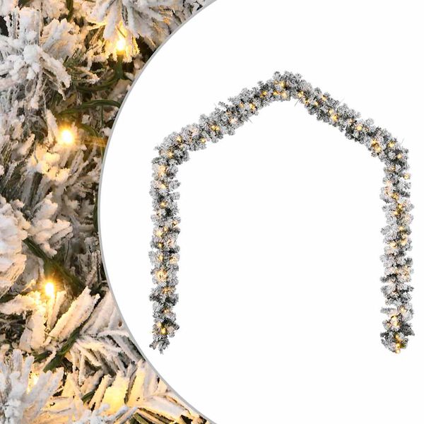 vidaXL Christmas Garland Green with white snow effect PVC Extra Long