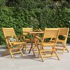 vidaXL Folding Garden Chair Set of 4 Teak Solid teak wood Standard