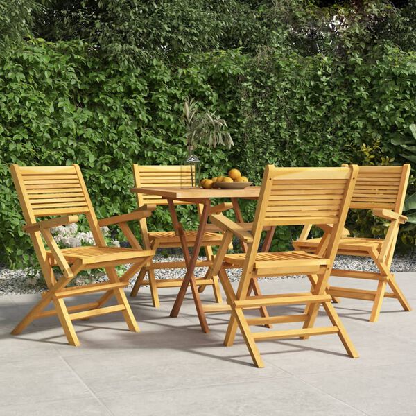 vidaXL Folding Garden Chair Set of 4 Teak Solid teak wood Standard