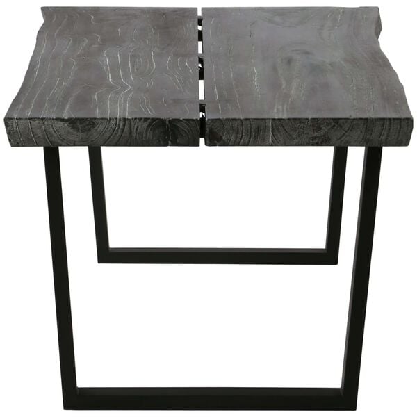 vidaXL Coffee Table Grey Solid Mindi Wood, Powder-Coated Steel