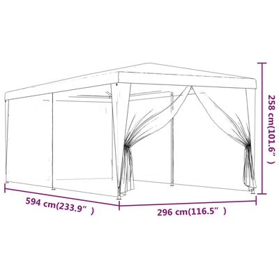 vidaXL Party Tent with 6 Mesh Sidewalls Blue 9.8'x19.7' HDPE