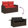 vidaXL 7 Piece Patio Sofa Set with Cushions Brown Poly Rattan