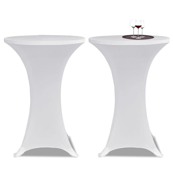 vidaXL Table Cover Set of 2 White 90% Polyester, 10% Elastane Ø 23.6 in
