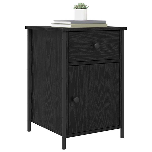vidaXL Bedside Cabinet 2 pcs Black Oak 15.75 x 16.54 x 23.62 in