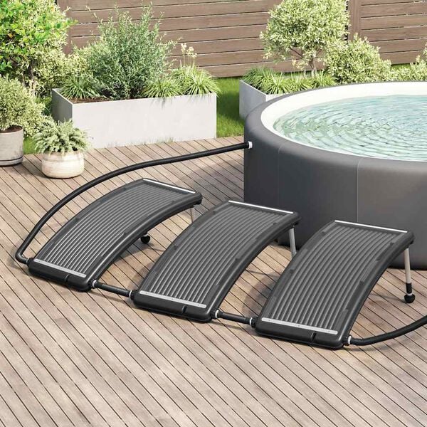 vidaXL Solar Pool Heating Panel Set of 3 Black HDPE Standard
