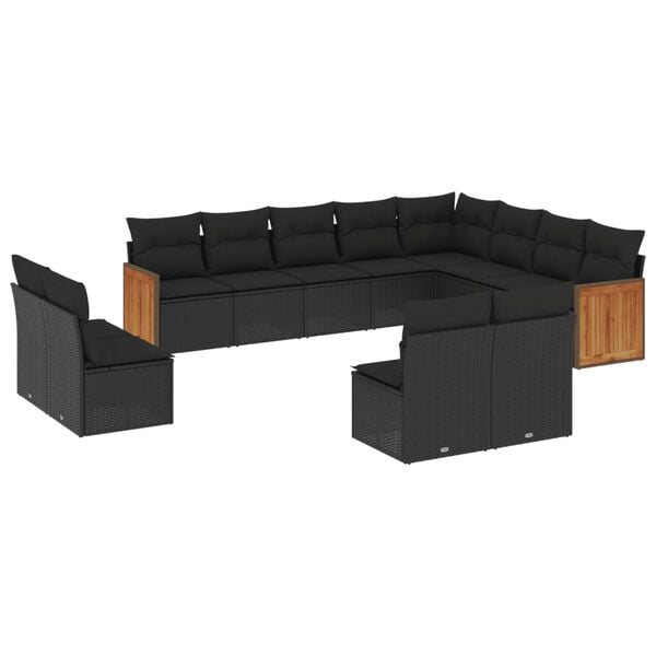 vidaXL Garden Sofa Set Black