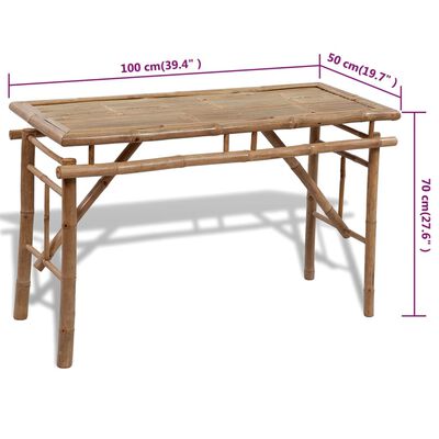vidaXL Beer Table with 2 Benches 39.4" Bamboo
