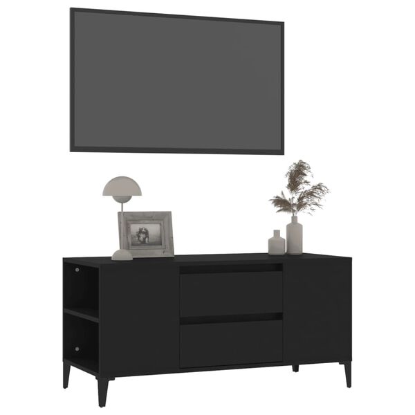 vidaXL TV Cabinet Black Engineered wood Medium TV Cabinet Rectangular