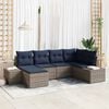 vidaXL Garden Sofa Set with Cushion 6 pcs Grey Poly Rattan