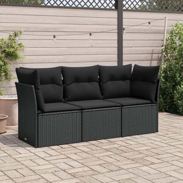 vidaXL Garden Sofa Set Black PE rattan Medium Modular