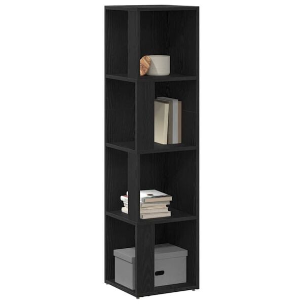 vidaXL Corner Shelves Black Oak 12.99 x 12.99 x 51.97 in
