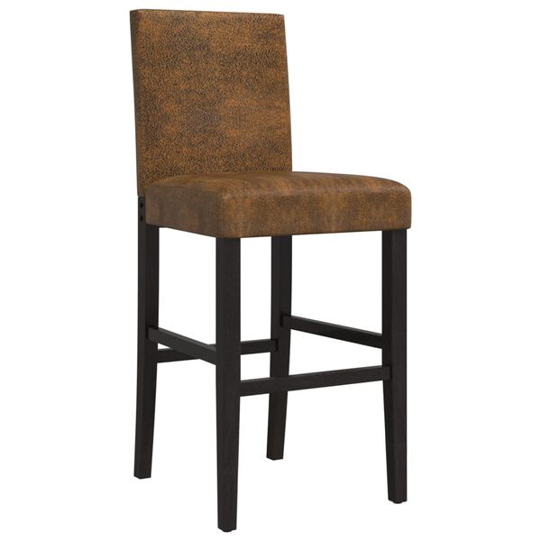 vidaXL Bar Chair Brown and Black Solid rubber wood, fabric (100% polyester)