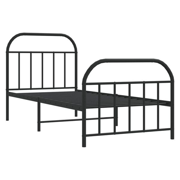 vidaXL Bed Frame Black Powder-coated Steel 35.4 x 78.7 in Bed Frame