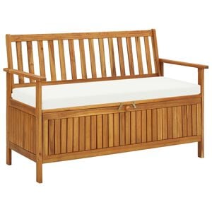 vidaXL Storage Bench Natural wood Solid acacia wood with a polyester cushion