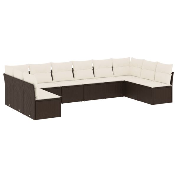 vidaXL Garden Sofa Set Brown, Cream White
