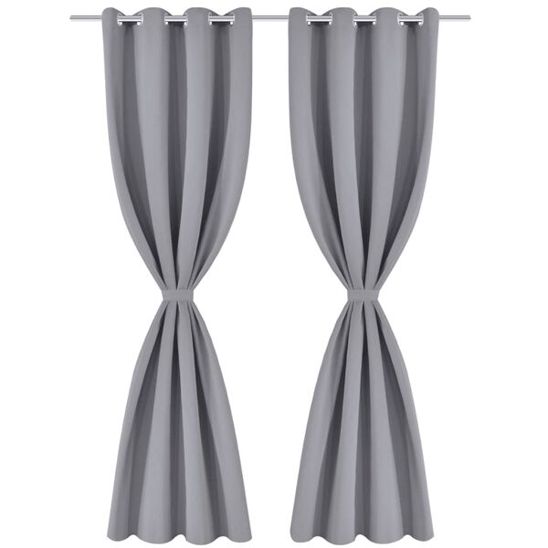 vidaXL 2 pcs Grey Blackout Curtains with Metal Rings 53.1 x 96.5"