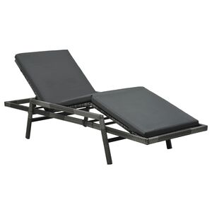 vidaXL Sunlounger Grey PE rattan Standard Adjustable Footrests