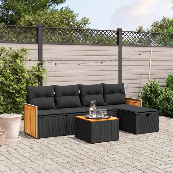 vidaXL Garden Sofa Set Black