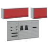 vidaXL Tool Cabinet and Pegboard Set 5 pcs Red 150 x 25 x 115 cm Steel