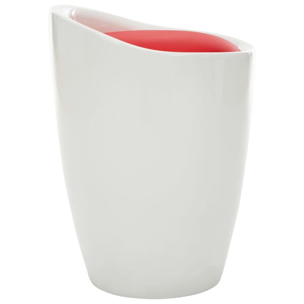 vidaXL Stool White and Red Faux Leather, Plastic Medium Stool Circular