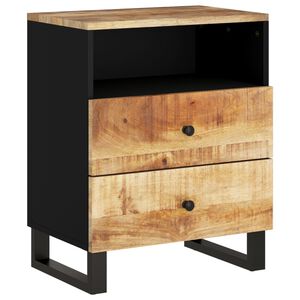 vidaXL Bedside Cabinet Natural Mango Wood, Black