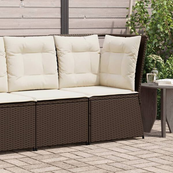 vidaXL Patio Sofa Brown PE rattan Single Adjustable Feet Patio Sofa