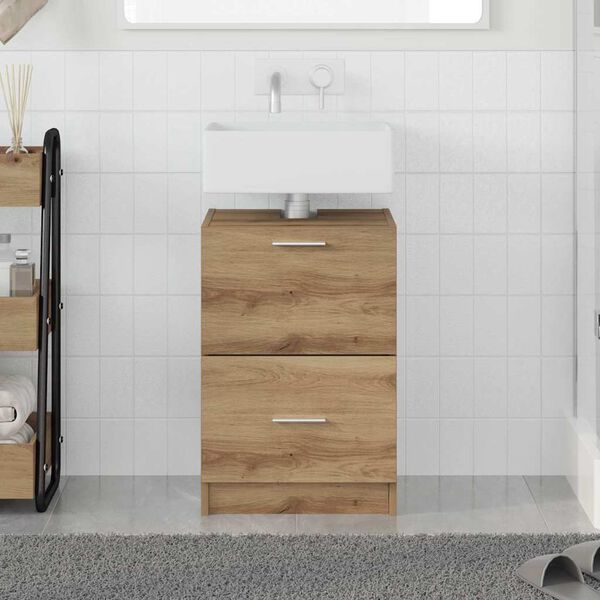 vidaXL Bathroom Cabinet with Door Artisan Oak 15.75 x 14.57 x 23.23 in