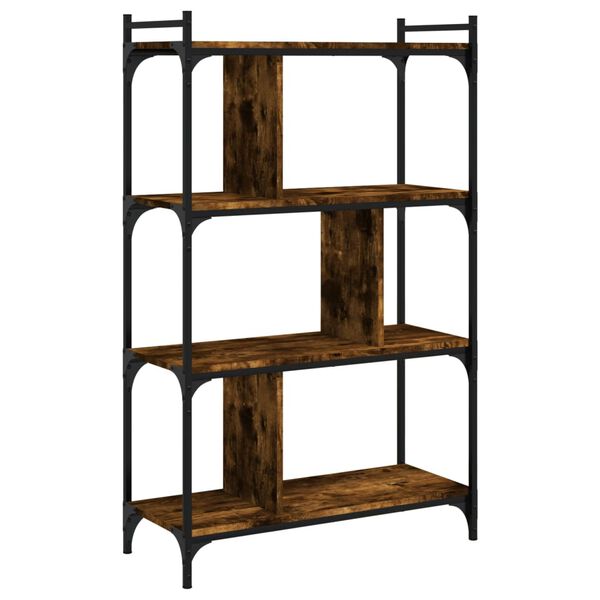 vidaXL Bookcase Smoked oak Engineered wood, metal 29.9 x 12.6 x 48.4 in
