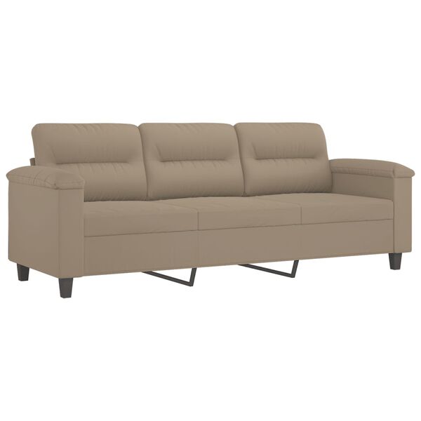 vidaXL 3-Seater Sofa with Footstool Taupe 70.9" Microfiber Fabric
