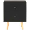 vidaXL Bedside Cabinet Set of 2 Black MDF and solid pine Bedside Cabinet
