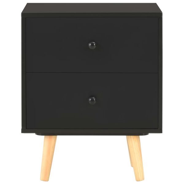 vidaXL Bedside Cabinet Set of 2 Black MDF and solid pine Bedside Cabinet