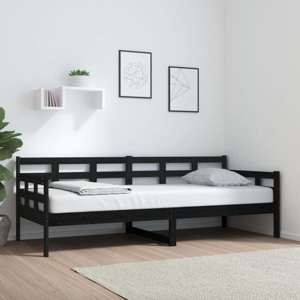 vidaXL Day Bed Black Solid pine wood Twin