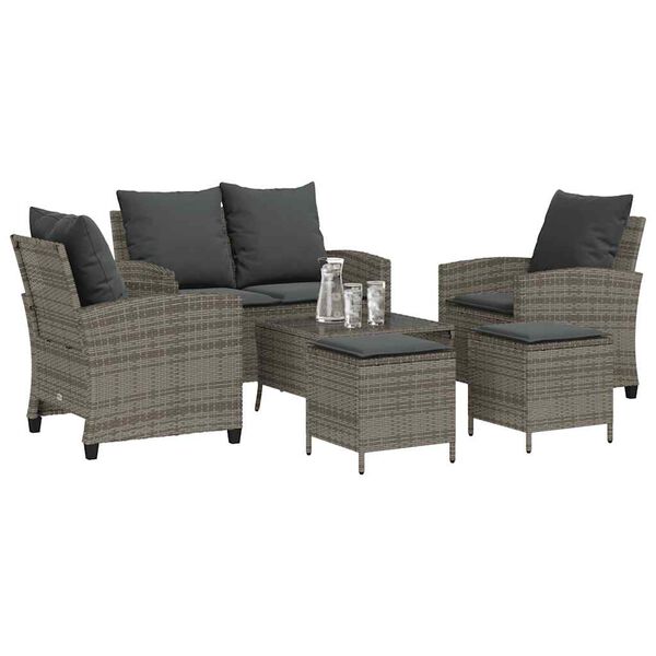 vidaXL Garden Sofa Set Grey