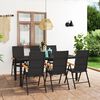 vidaXL Dining Set Black and Brown PE Rattan, WPC, Glass, Aluminum Standard
