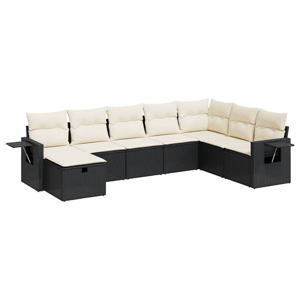 vidaXL Garden Sofa Set Black PE rattan, Powder-coated steel, Polyester