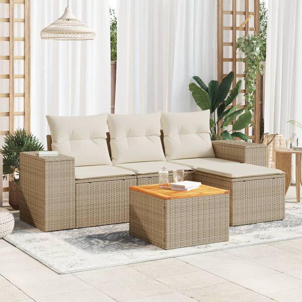vidaXL Garden Sofa Set Beige