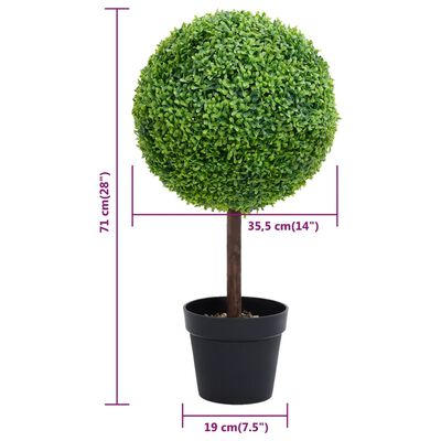 vidaXL Artificial Boxwood Plant with Pot Ball Shaped Green 28"