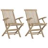 vidaXL Folding Garden Chair Set of 2 Grey Solid teak wood Adjustable