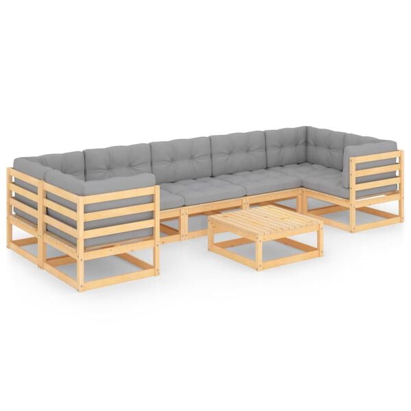 vidaXL Garden Lounge Set Natural wood Solid pinewood Large Modular