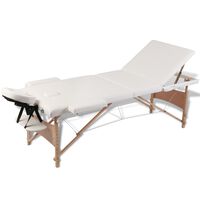 vidaXL Cream White Foldable Massage Table 3 Zones with Wooden Frame