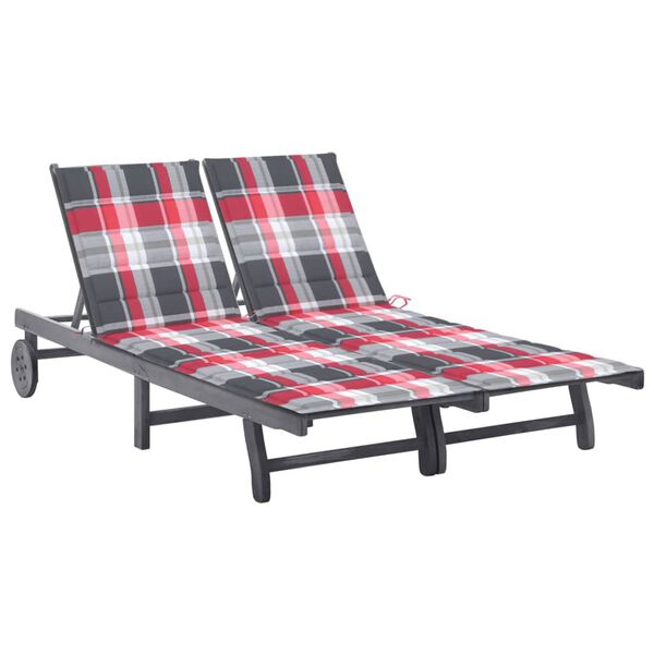 vidaXL Patio Sun Lounger Grey Solid Acacia wood, Fabric (100% polyester)