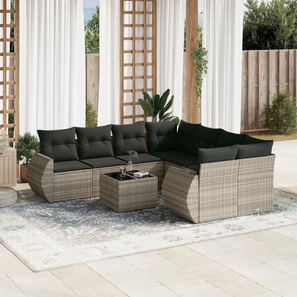 vidaXL Garden Sofa Set Light Gray, Dark Gray